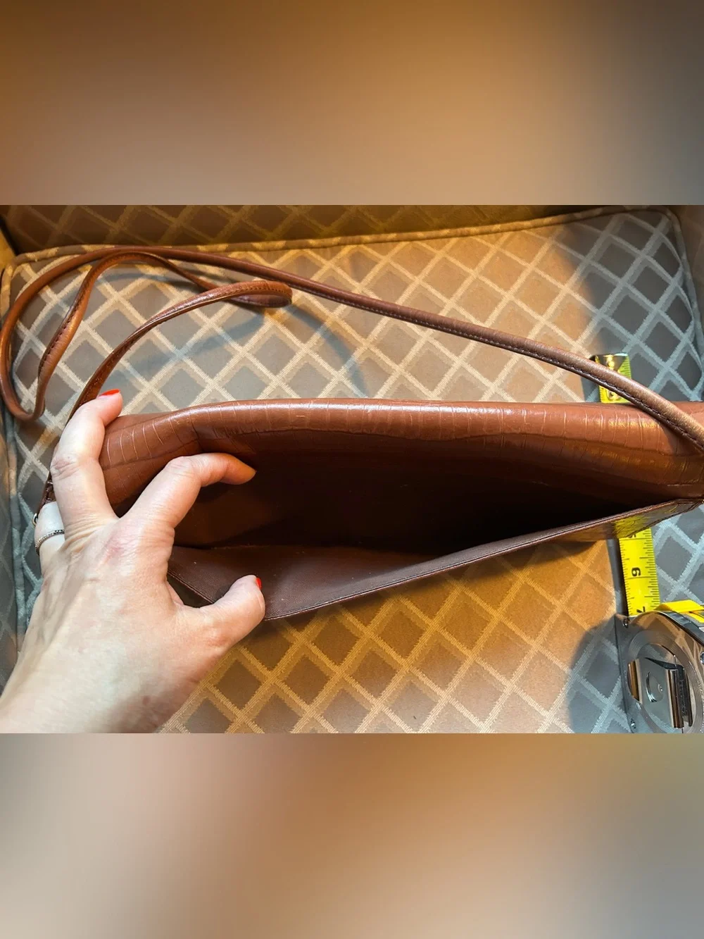Vintage Etienne Aigner Brown Croc-Embossed Leather Crossbody Purse